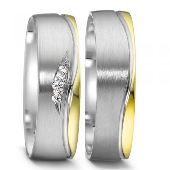 Trauringe Weiss-Gelbgold von Weidner 62617 + 72617